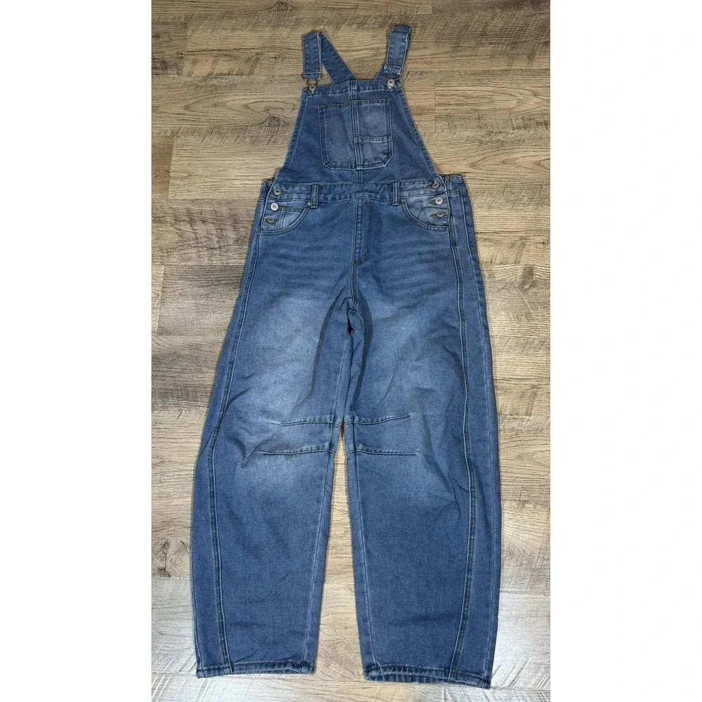Denim Bib Overalls Womens Small Blue 100% Cotton Utility Workwear Pockets Casual